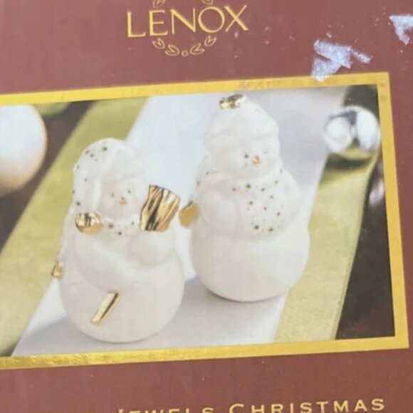 NEW Lenox Holiday Snowcouple salt pepper shakers snowmen Christmas China Jewels - Picture 1 of 15
